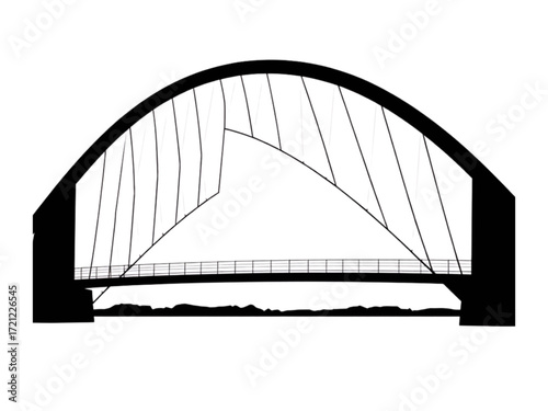 This New Transparent Background Vector Illustration of a Modern Bridge is a Minimalist yet Powerful Depiction of Urban Infrastructure.