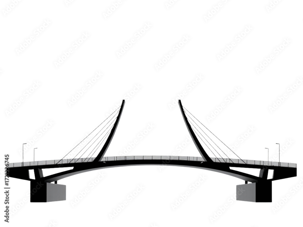 Fototapeta premium A Contemporary New Vector Silhouette of a Modern Bridge Design, Ideal for conveying Connection, Progress, and Innovation.