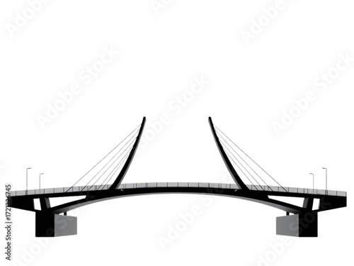 A Contemporary New Vector Silhouette of a Modern Bridge Design, Ideal for conveying Connection, Progress, and Innovation.
