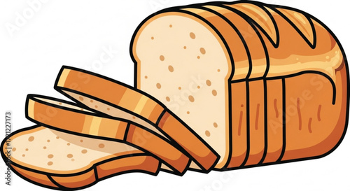 Cartoon sliced bread loaf fresh baked homemade sandwich toast breakfast food bakery product illustration