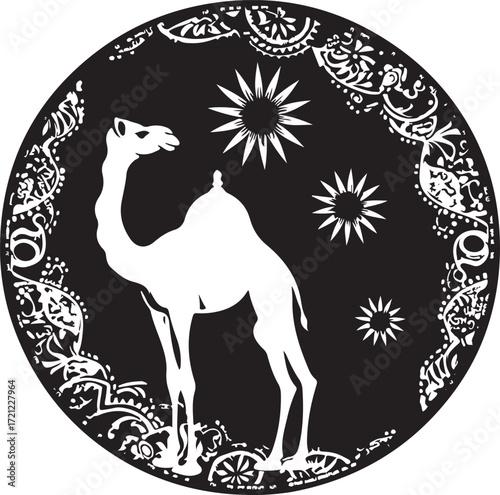 Arabian Camel Silhouette Vector Bundle | Desert Camel Moon Mandala SVG PNG EPS JPG Clipart