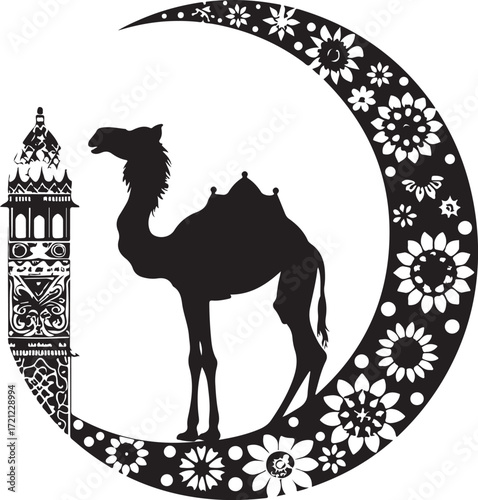 Arabian Camel Silhouette Vector Bundle | Desert Camel Moon Mandala SVG PNG EPS JPG Clipart