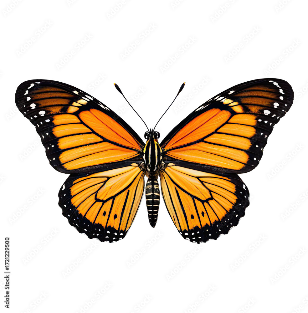 Fototapeta premium Vibrant orange butterfly with black markings