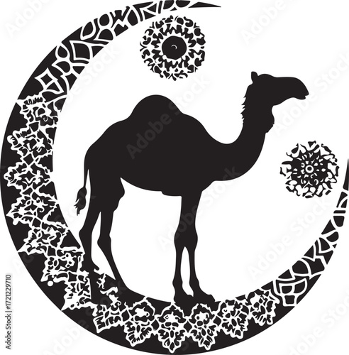 Arabian Camel Silhouette Vector Bundle | Desert Camel Moon Mandala SVG PNG EPS JPG Clipart