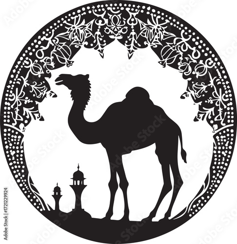 Arabian Camel Silhouette Vector Bundle | Desert Camel Moon Mandala SVG PNG EPS JPG Clipart