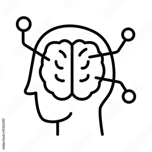 Brain Simulation doodle icon EPS 10 file