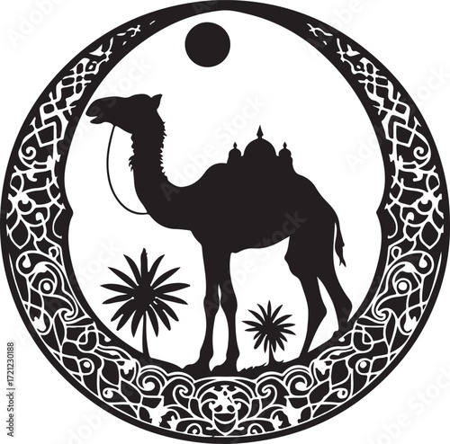 Arabian Camel Silhouette Vector Bundle | Desert Camel Moon Mandala SVG PNG EPS JPG Clipart