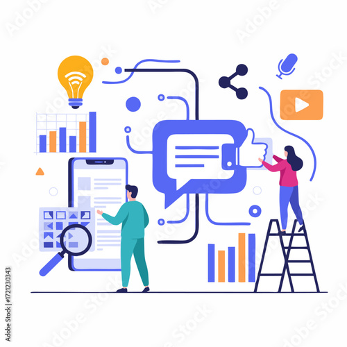 Social Media and Digital Communication Vector Illustration