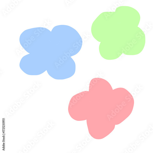 Colorful pastel hand-drawn bow cherry texture background design trees spiral stars 