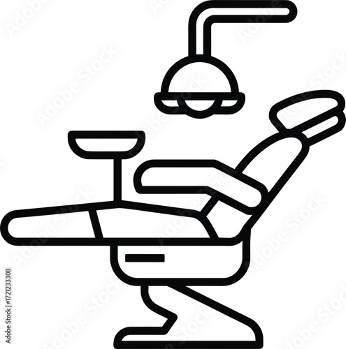 Stylized Line Art Icon of a Modern Dental Examination Chair dentist medical