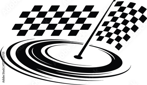Checkered Flags Waving in Abstract Swirl - Racing Symbolism