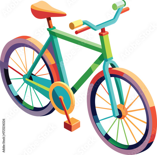 Colorful isometric bicycle with geometric icon isolated on white transparent background vector eps png jpg business people clipping path cutout 2025 2026 4k full hd poster banner label download