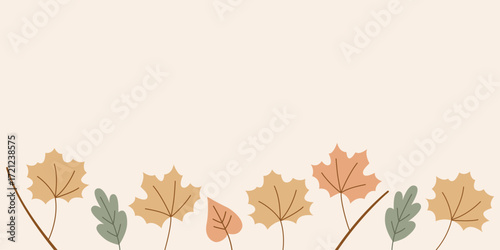 Autumn background with leaves and  free space for text. Perfect for seasonal banner design