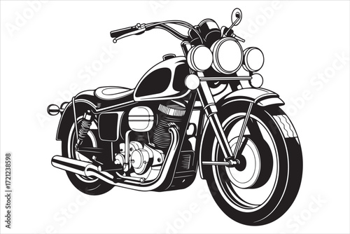 Biker Riding Vintage Motorcycle – Black and White Art