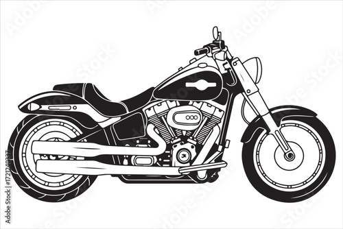 Biker Riding Vintage Motorcycle – Black and White Art