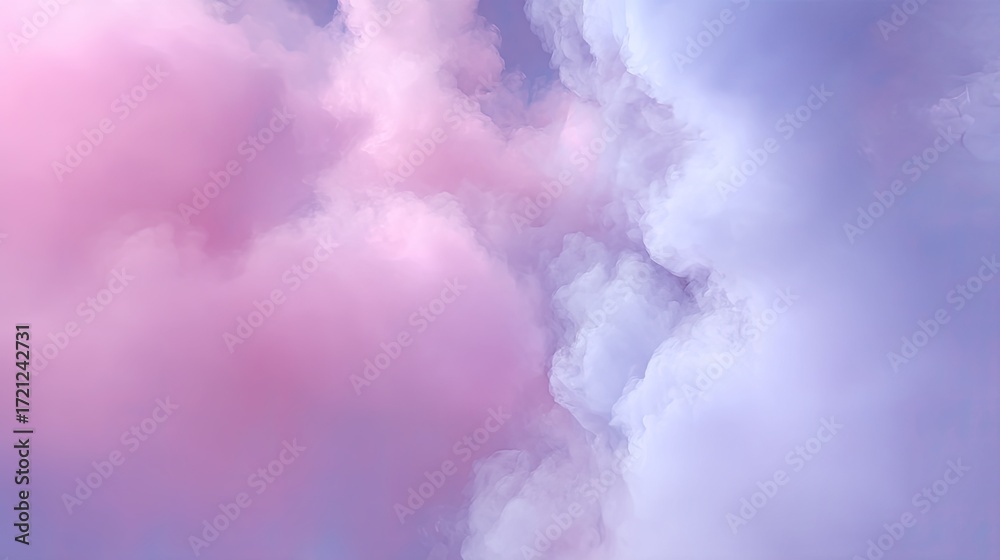 Naklejka premium Soft Pink and Purple Clouds Creating a Dreamy and Serene Atmosphere in a Clear Sky