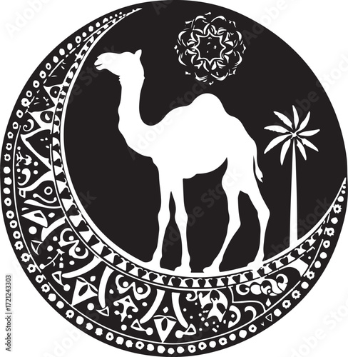 Arabian Camel Silhouette Vector Bundle | Desert Camel Moon Mandala SVG PNG EPS JPG Clipart