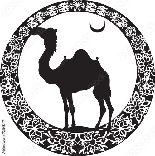 Arabian Camel Silhouette Vector Bundle | Desert Camel Moon Mandala SVG PNG EPS JPG Clipart