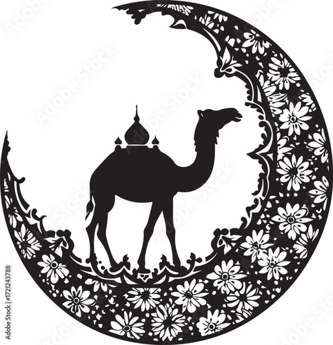 Arabian Camel Silhouette Vector Bundle | Desert Camel Moon Mandala SVG PNG EPS JPG Clipart