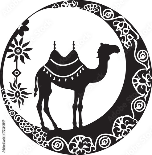 Arabian Camel Silhouette Vector Bundle | Desert Camel Moon Mandala SVG PNG EPS JPG Clipart