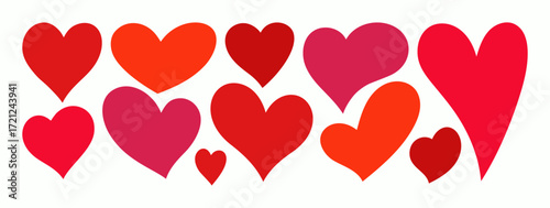 Black Heart Icons in Minimalist Style. Vector Cute Love Heart Shapes in Different Forms for Web Design, Patterns, Logos, Valentines Day Cards