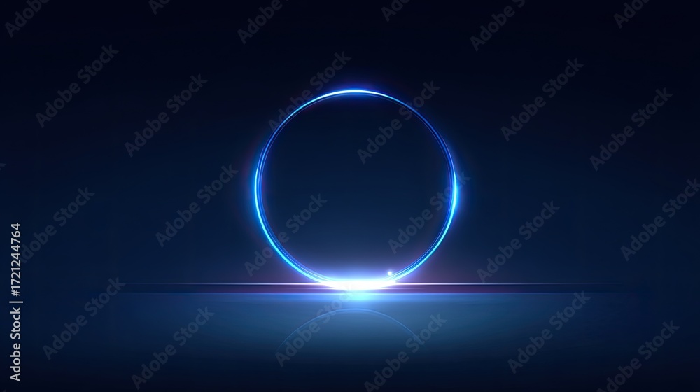 Obraz premium Abstract glowing circle on a dark background, futuristic light effect with vibrant colors and soft reflections, digital art concept