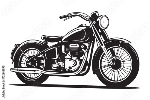 Biker Riding Vintage Motorcycle – Black and White Art