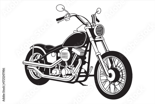 Biker Riding Vintage Motorcycle – Black and White Art