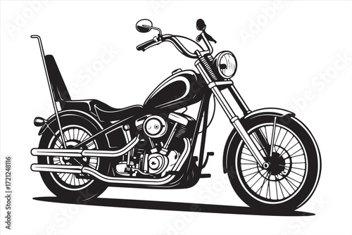 Biker Riding Vintage Motorcycle – Black and White Art
