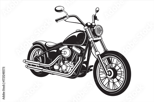 Biker Riding Vintage Motorcycle – Black and White Art
