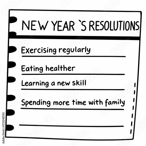 New Year’s resolutions list with goals for healthier living  