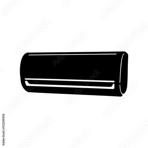 Black and white graphic illustration of an indoor air conditioning unit