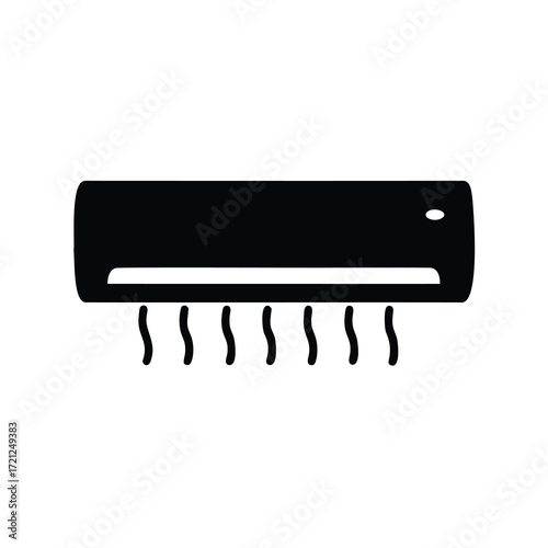 Black and white icon of a modern wall mounted air conditioner