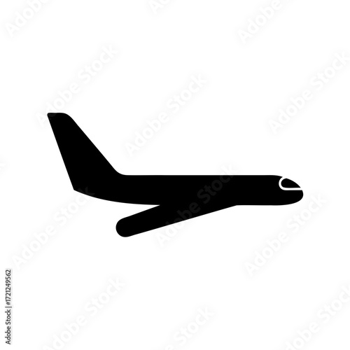 Simple Silhouette of an Airplane in Flight, Representing Travel and Aviation