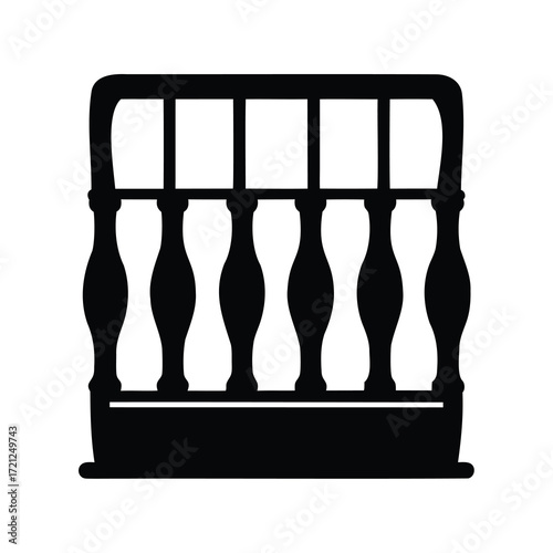 Classic black wooden balcony railing design with decorative spindle balusters and supports