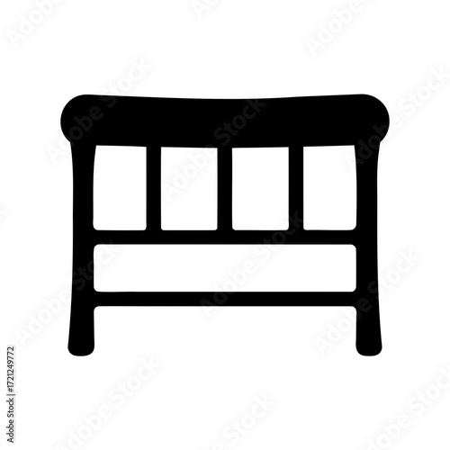 Silhouette of a minimalist bench with rectangular spaces and rounded edges