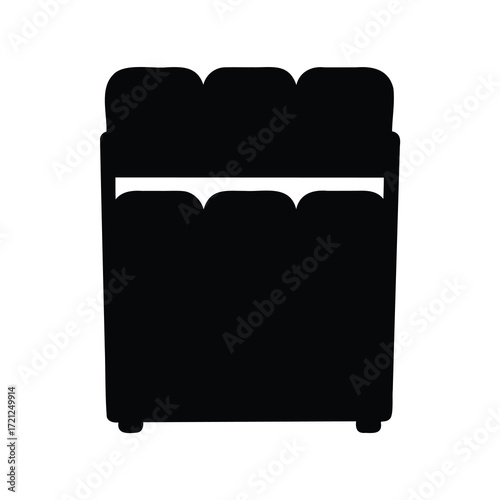 Black and white sofa silhouette with three cushion design element
