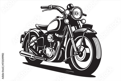 Biker Riding Vintage Motorcycle – Black and White Art