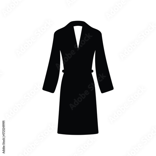 Elegant black robe with tie and long sleeves silhouette illustration vector
