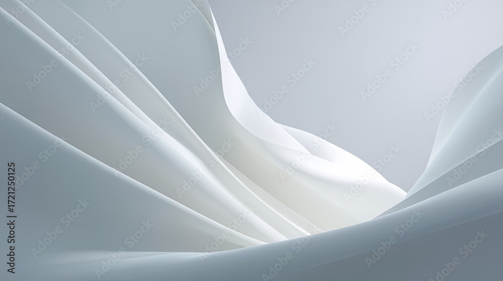 Fototapeta premium Soft Flowing White Fabric Draped in Smooth Waves Creating a Serene and Elegant Background for Various Art and Design Applications