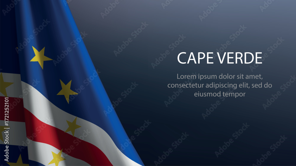 Cape Verde flag with emblem on dark gradient background