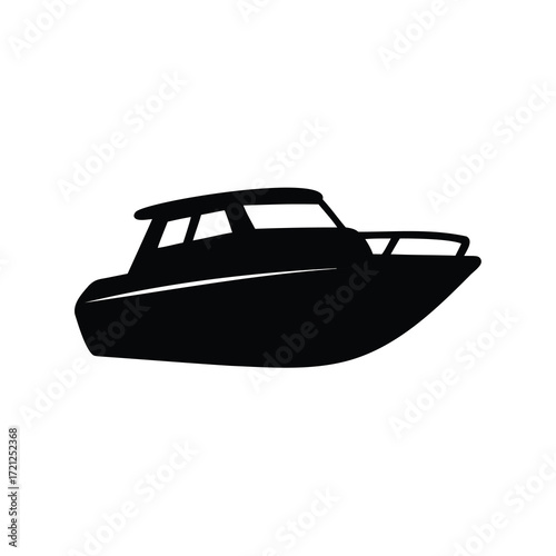 Silhouette of a modern motorboat, representing maritime transport and recreation