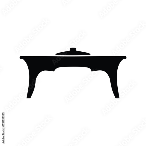 Silhouette of a vintage chafing dish buffet warmer for serving food