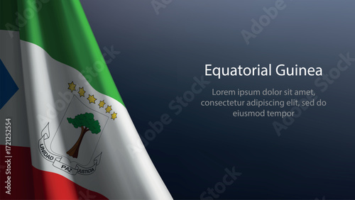 Equatorial Guinea flag with emblem on dark gradient background