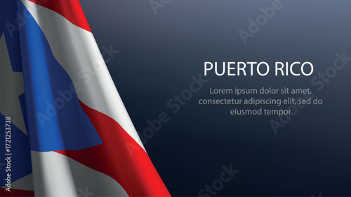 Puerto Rico flag with emblem on dark gradient background