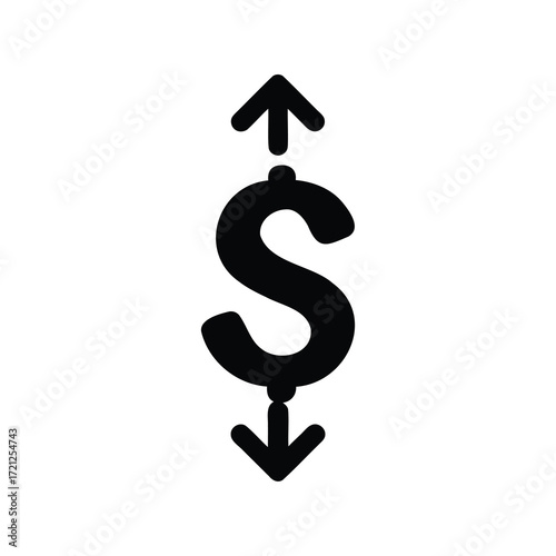 Dollar Sign with Up and Down Arrows Representing Fluctuations in Value