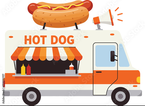 Delicious hot dog food truck ready to serve savory snacks and quick bites for hungry customers at events and festivals isolated on transparent background
