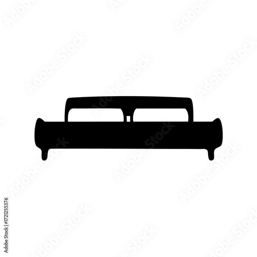 Minimalist black silhouette depiction of a stylish bed with headboard design