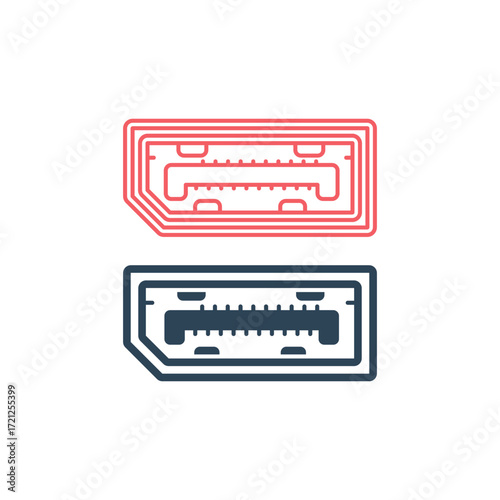 Display port vector illustration icons set