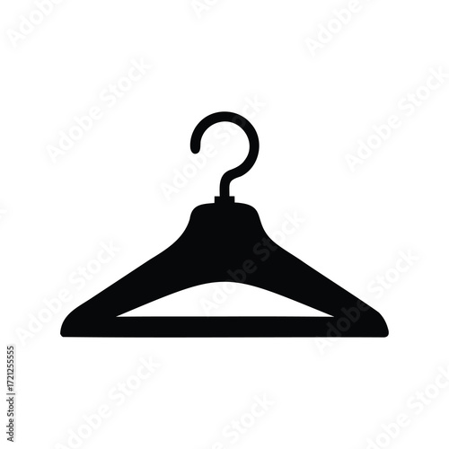 Simple and Minimalist Black Clothes Hanger Icon, Isolated on White Background